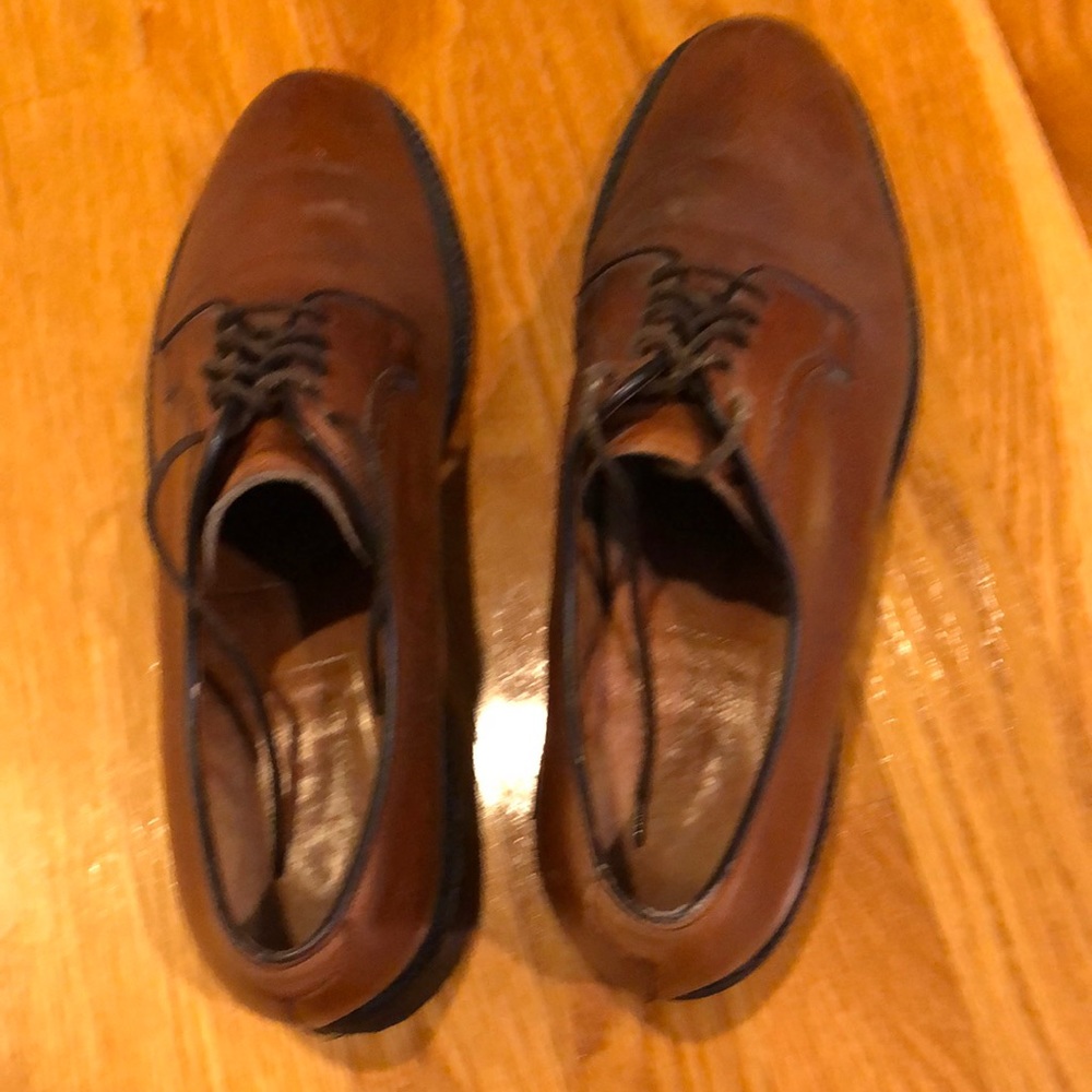 Church tan /brown leather Oxford Plain toe shoes, size 10 1/2 C